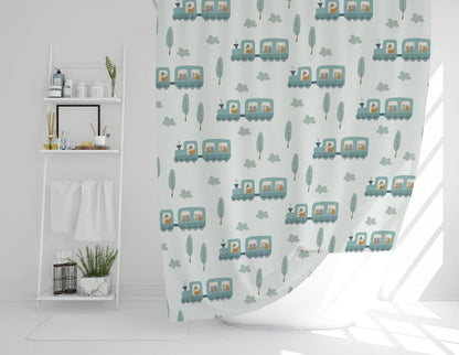 Boys Shower Curtain Transport Choo Choo Train, Boys Bathroom Decor & Accessories | Pippa + June