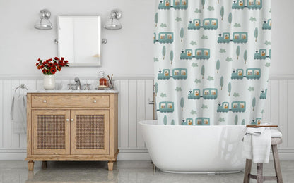 Boys Shower Curtain Transport Choo Choo Train, Boys Bathroom Decor & Accessories | Pippa + June