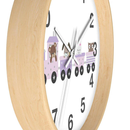 Kids Wall Clock Choo Choo Train Cute Animals, Large Clock Silent No Ticking, Nursery Wall Clock, Childrens Wall Clock, Kids Bedroom Wall Decor, Nursery Wall Decor, Made in the USA | Pippa + June