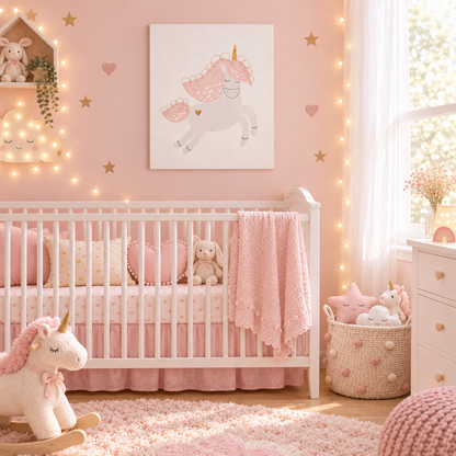Girls Wall Art Print Fairy Tale Unicorn, Girls Wall Art, Girls Nursery Art Prints, Girls Bedroom Wall Decor, Made in the USA | PIPPA + JUNE