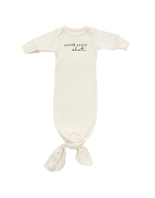 Worth Every Shot Organic Newborn Knotted Gown