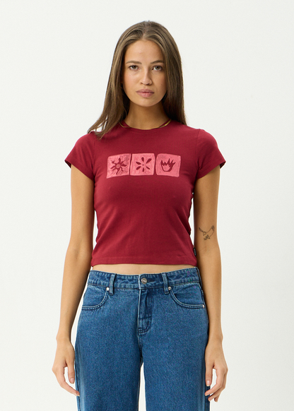AFENDS Womens Zephyr - Baby Tee - Burgundy